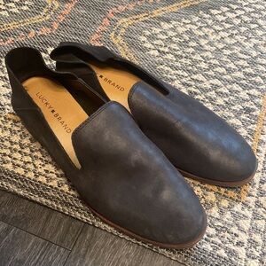 Lucky Brand Cahill Leather Flat Loafers Size 8.5 Black